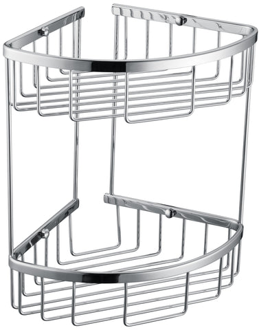 Bathroom Accessories 2-Tier Corner Bathroom Basket Shelf Rail Rack