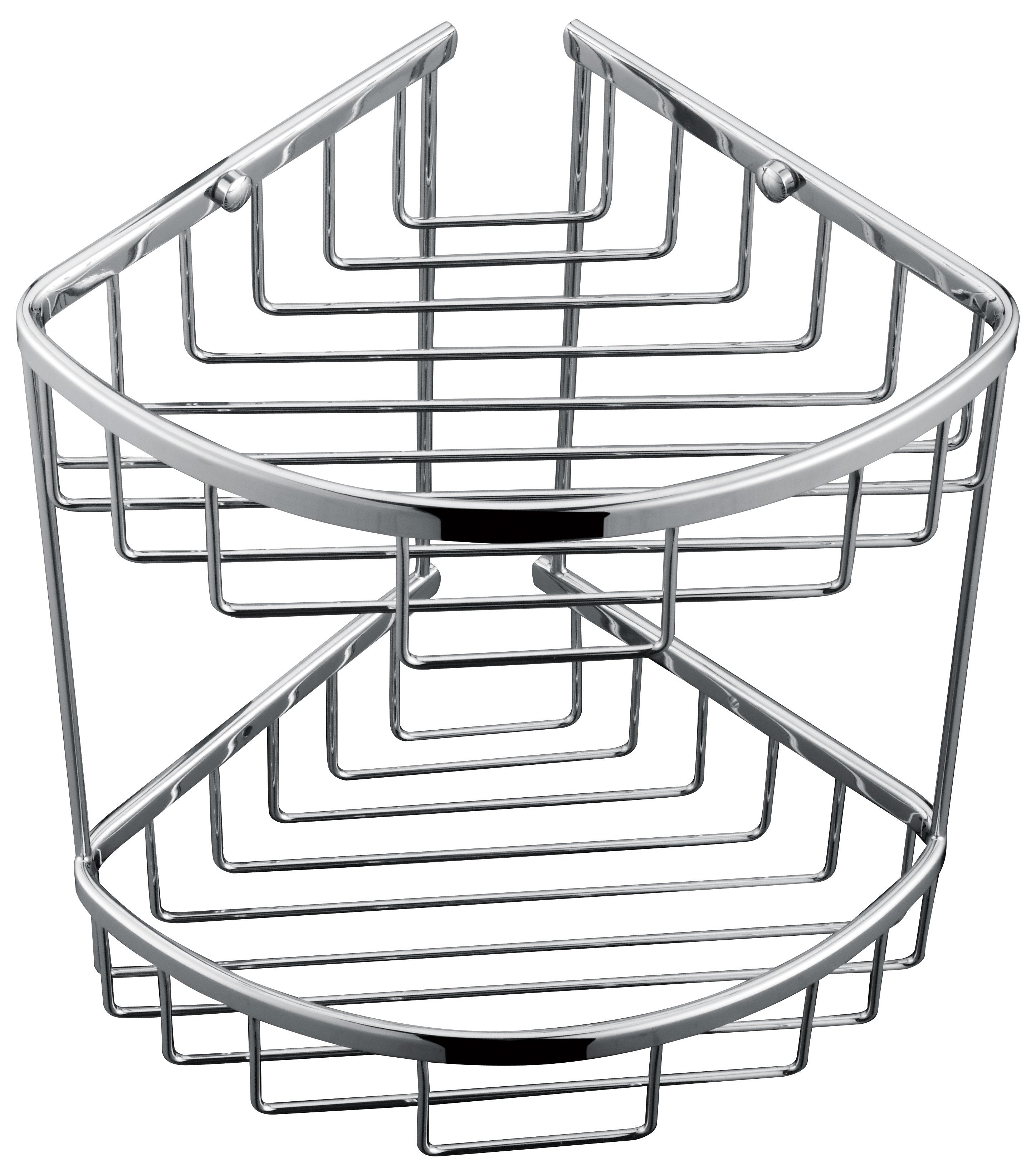 Bathroom Accessories 2-Tier Corner Bathroom Basket Shelf Rail Rack