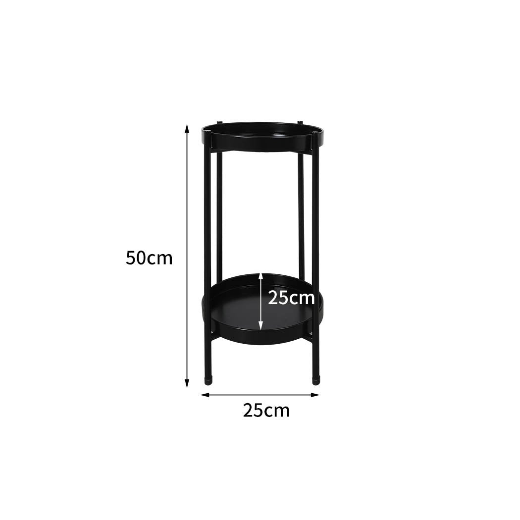 garden / agriculture 2 Tiers Metal Plant Stand-Black