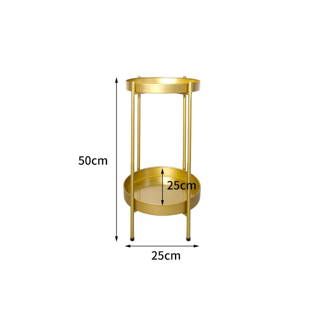 garden / agriculture 2 Tiers Metal Plant Stand-Gold
