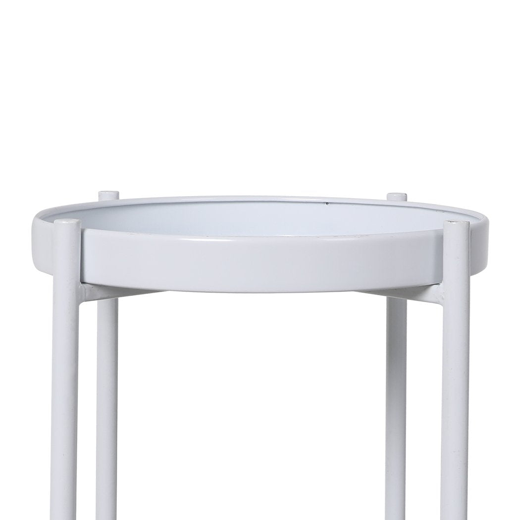 garden / agriculture 2 Tiers Metal Plant Stand-White
