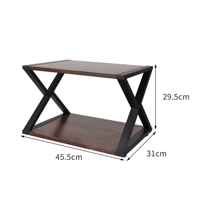 2 Tiers Wooden Metal Desk Office Organizer Printer Stand