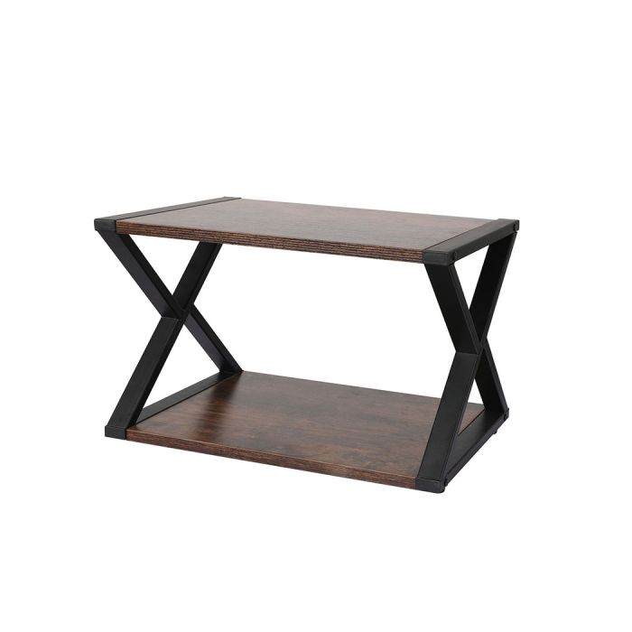 2 Tiers Wooden Metal Desk Office Organizer Printer Stand