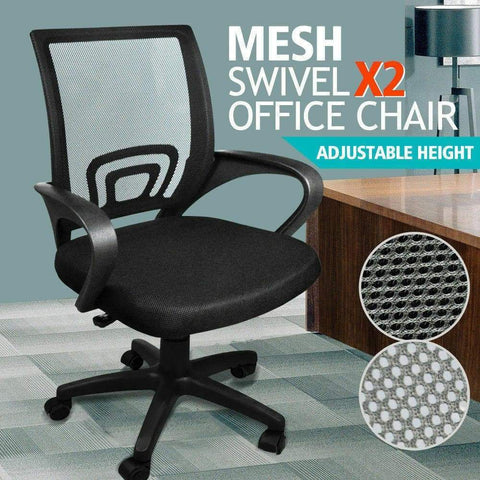2 X Mesh Computer Midback Adjustable Chair Black
