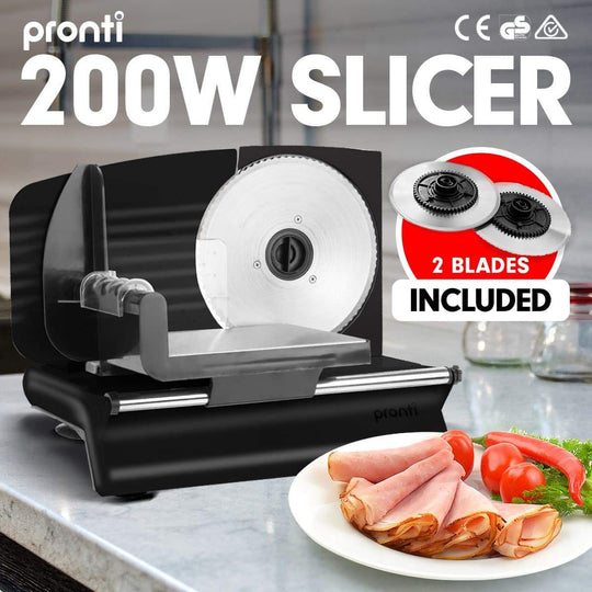 200W Pronti Deli and Food Electric Meat Slicer Blades Processor Black | Black colour