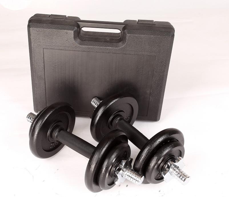 Fitness Accessories 20kg Black Dumbbell Set with Carrying Case