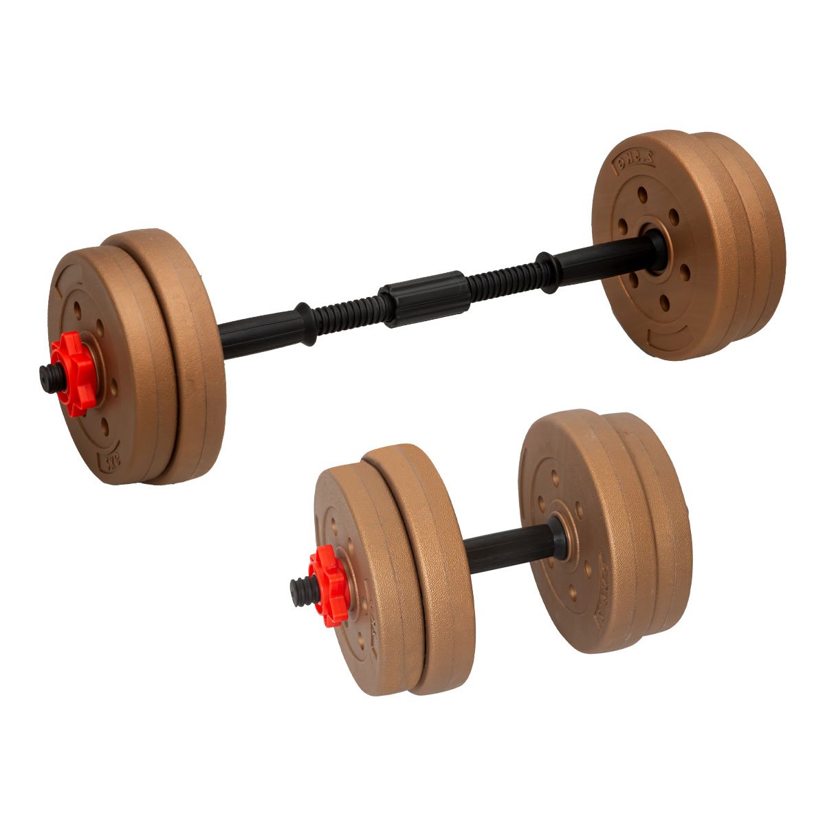 weights strength 20kg Home Gym Adjustable Dumbbell and Barbell Weights Set - Gold