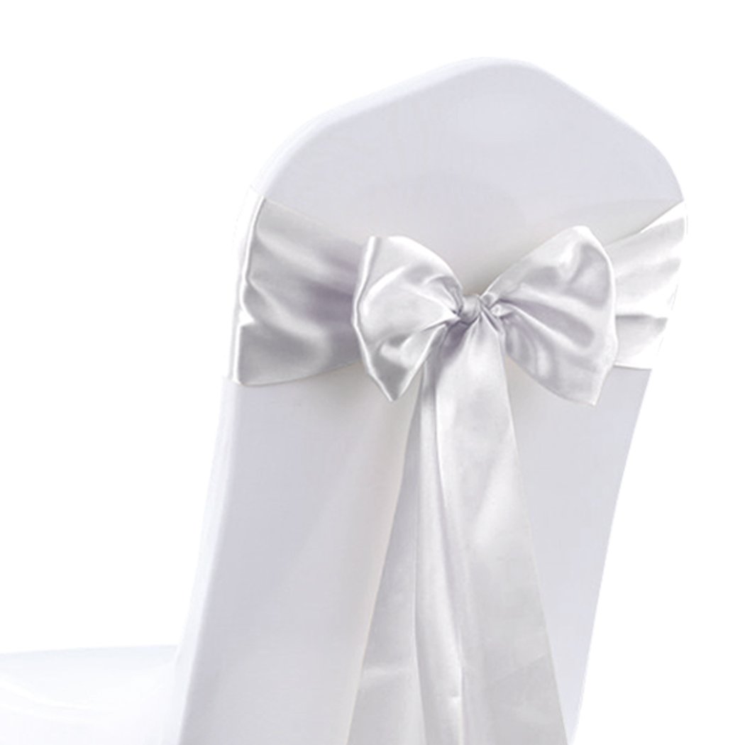 Party Supplies 20x Satin Chair Sashes Table Runner Silver