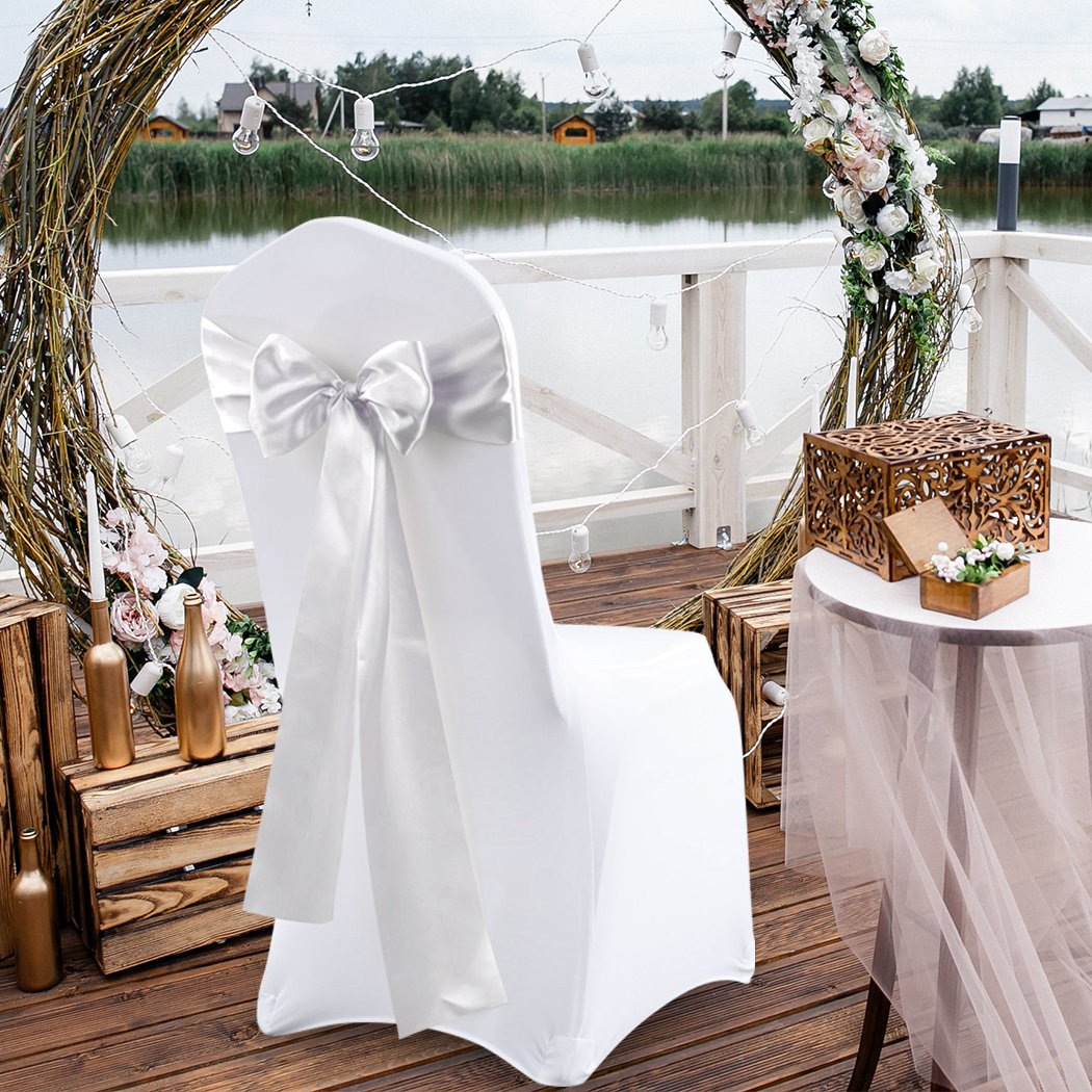 Party Supplies 20x Satin Chair Sashes Table Runner Silver
