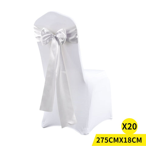 Party Supplies 20x Satin Chair Sashes Table Runner Silver