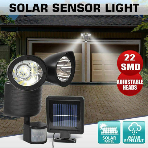 22 Led Solar Powered Dual Light Security Pir Motion Sensor