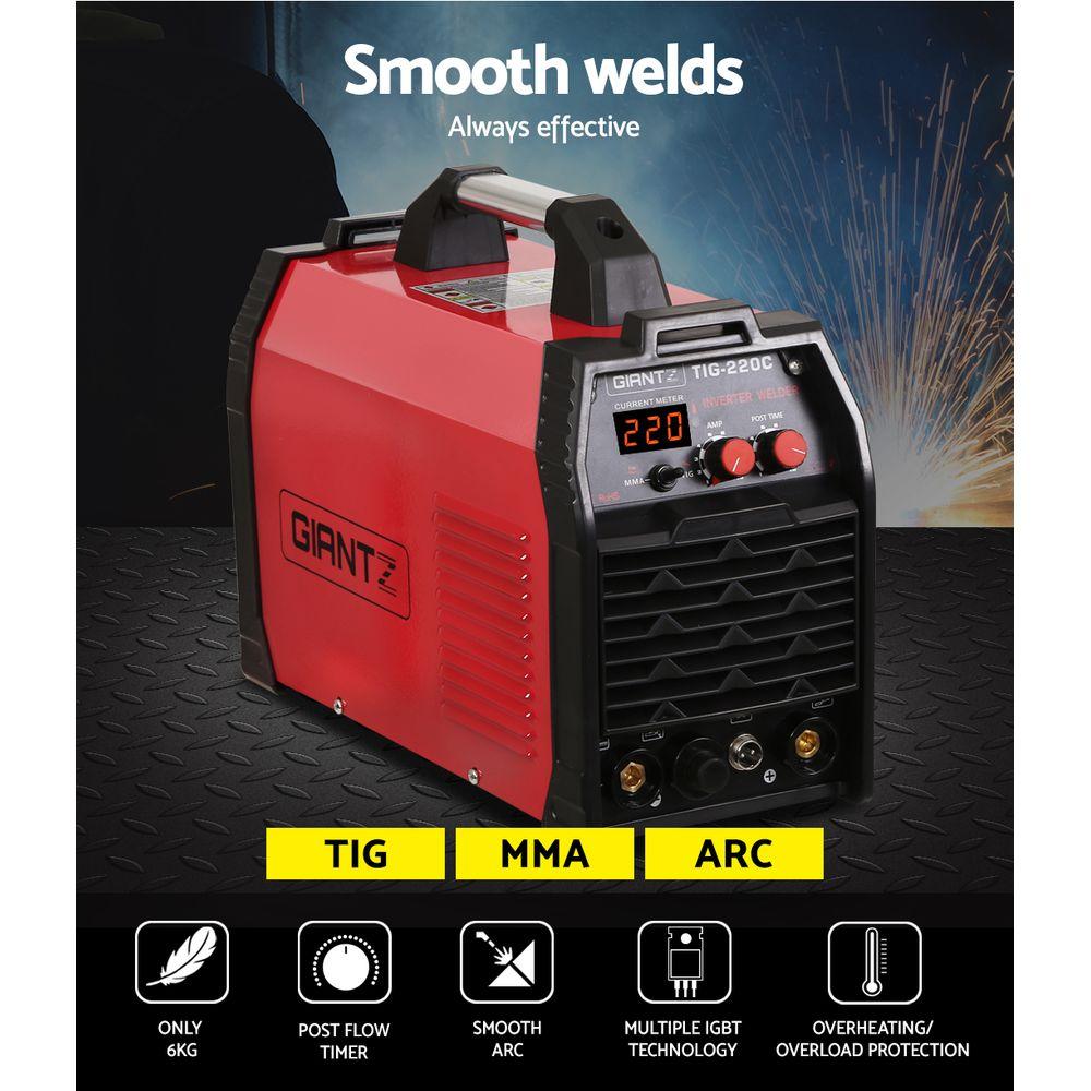 Power Tools 220 Amp Inverter Welder TIG MMA ARC DC Gas Welding Machine Stick Portable