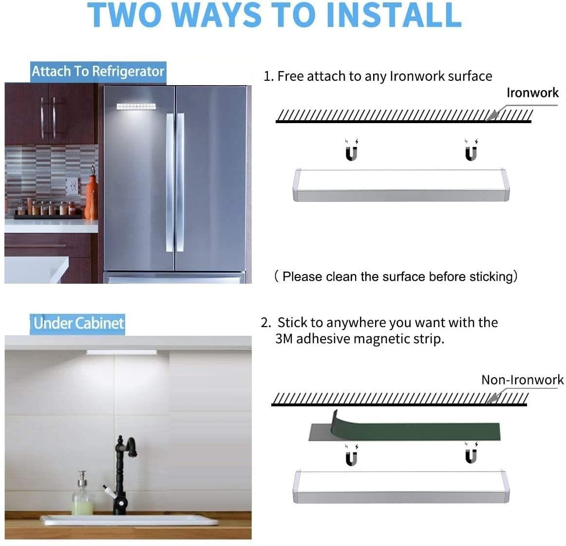24 LED Stick Motion Sensor Light Wireless Under Cabinet for Wardrobe Stairs