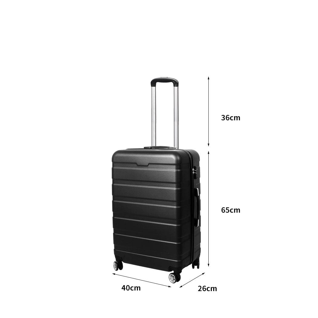 24" Luggage Suitcase Trolley Travel Packing Lock Hard Shell Black