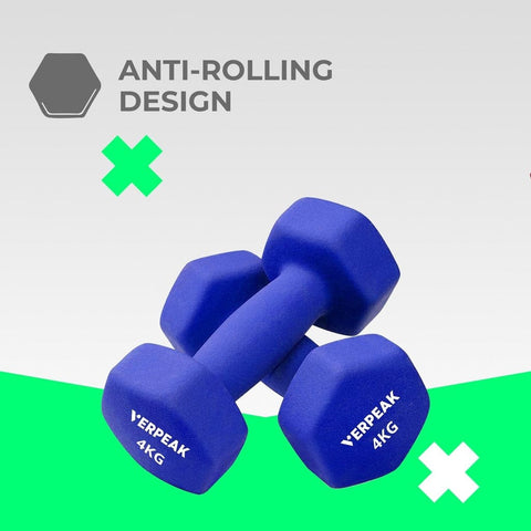 24Kg (3,4,5Kg X 2) Neoprene Dumbbell Set With Rack Green