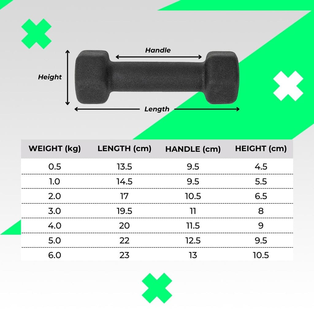 24Kg (3,4,5Kg X 2) Neoprene Dumbbell Set With Rack Green