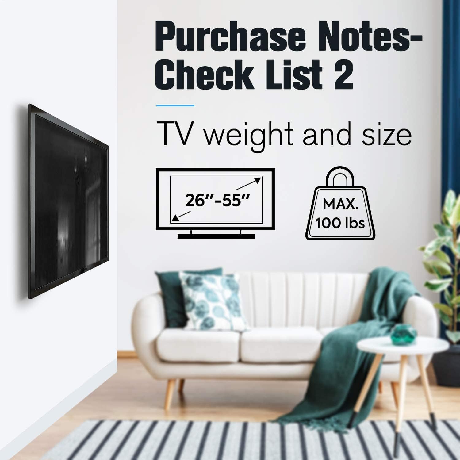 26-55 Inch Fixed Tv Wall Mount Bracket Tv Bracket Wall Mount Up To 50Kg