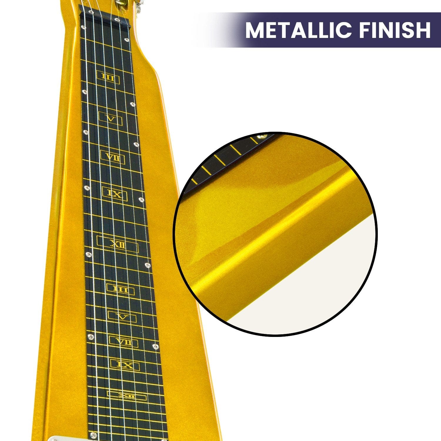 29in 6-String Lap Steel Hawaiian Guitar - Metallic Gold