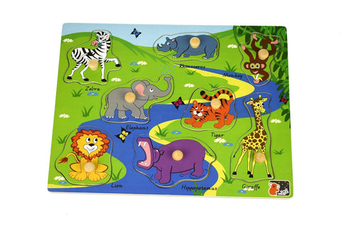 toys for above 3 years above 2In1 Safari Animal Peg Puzzle
