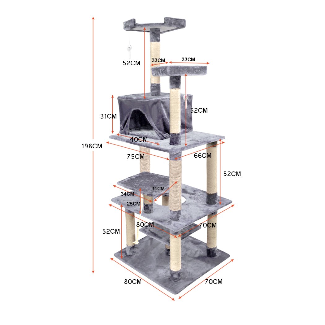 pet products 2M Cat Scratching Post Tree Pet Gym House