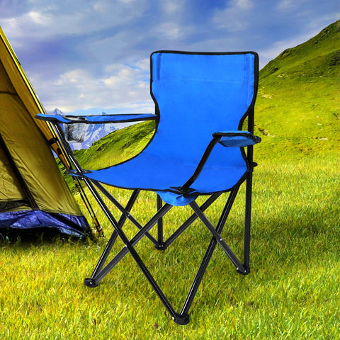 Camping / Hiking 2Pcs Arm Foldable Outdoor Fishing Picnic Chair Blue