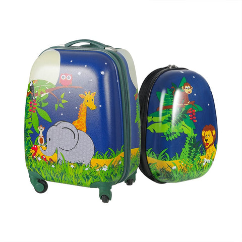 2PCS Kids Luggage Set Travel Suitcase Child Bag Backpack Jungle
