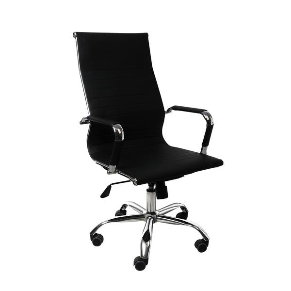 office & study 2PCS Office Chair PU Mat Seat Back Computer Black