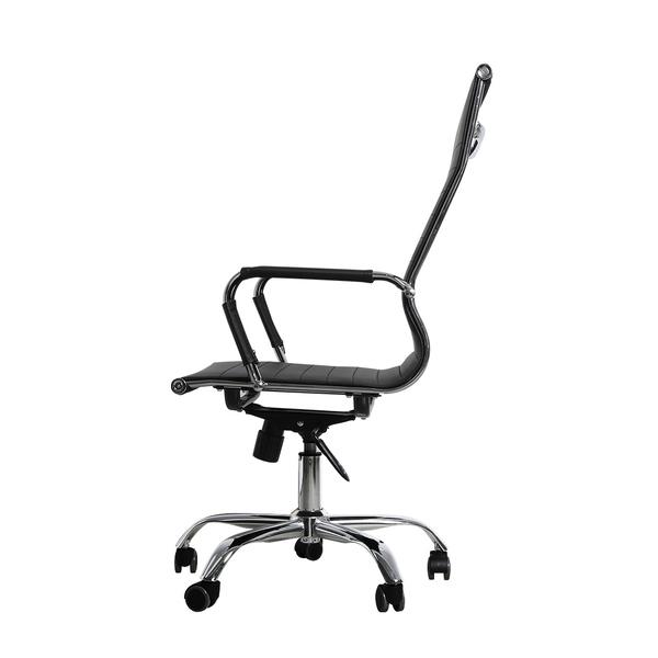 office & study 2PCS Office Chair PU Mat Seat Back Computer Black