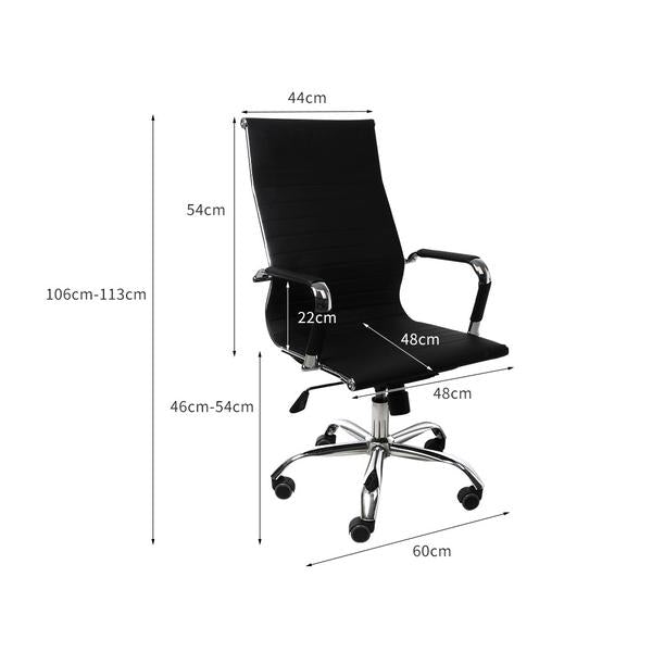 office & study 2PCS Office Chair PU Mat Seat Back Computer Black