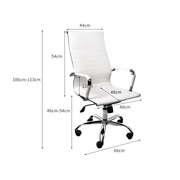 office & study 2PCS Office Chair PU Mat Seat Back Computer White