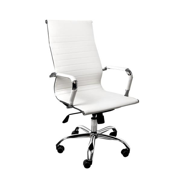 office & study 2PCS Office Chair PU Mat Seat Back Computer White