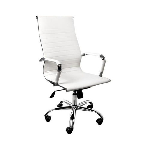 office & study 2PCS Office Chair PU Mat Seat Back Computer White
