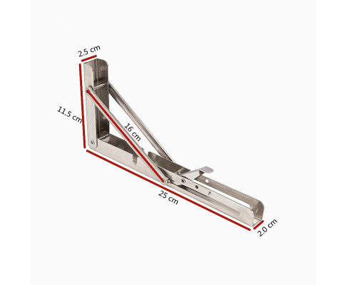 2x 10" Stainless Steel Folding Table Bracket Shelf- Silver