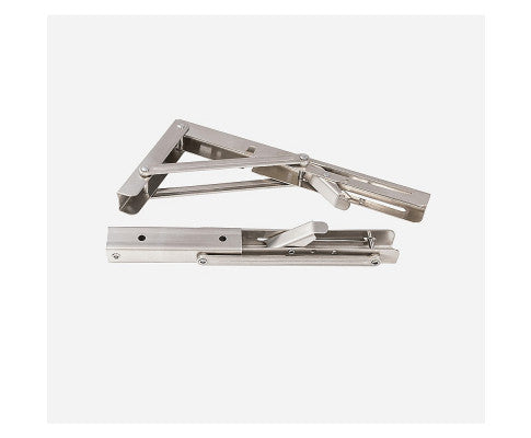 2x 10" Stainless Steel Folding Table Bracket Shelf- Silver
