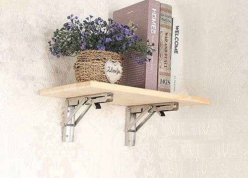 2x 10" Stainless Steel Folding Table Bracket Shelf- Silver