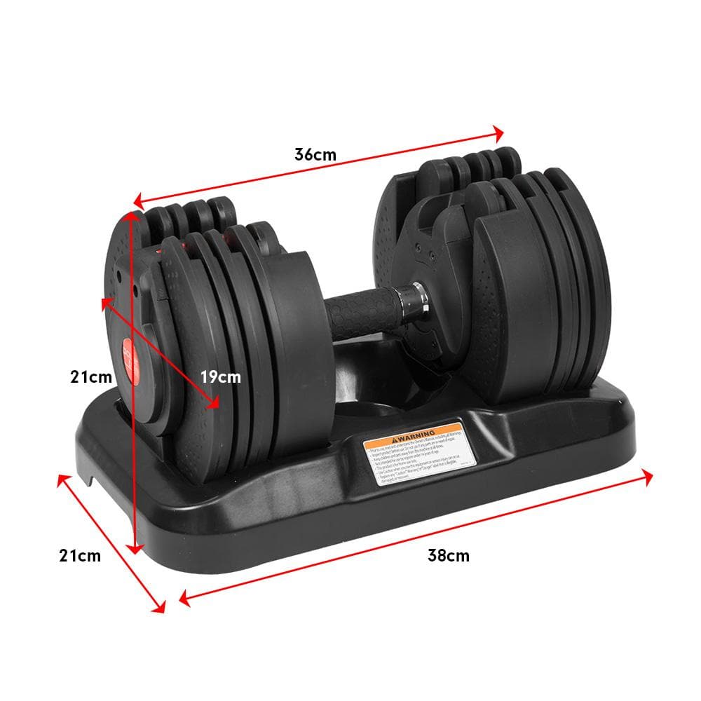 2x 20kg Powertrain Adjustable Home Gym Dumbbells