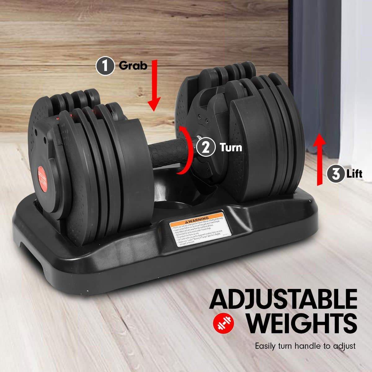 2x 20kg Powertrain Adjustable Home Gym Dumbbells