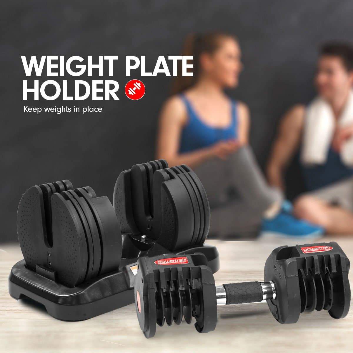 2x 20kg Powertrain Adjustable Home Gym Dumbbells