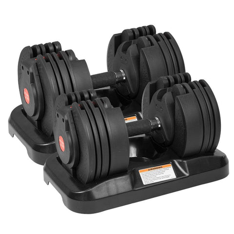 2x 20kg Powertrain Adjustable Home Gym Dumbbells