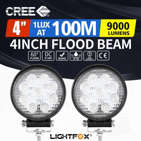 2x 4inch Cree LED Work Lights Flood Combo Round Fog Lamp Reverse Offroad 4WD
