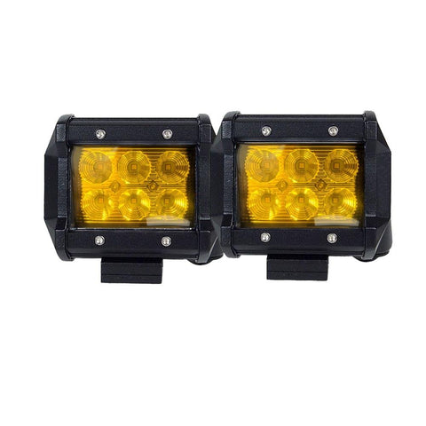 Lights 2x 4inch Flood LED Light Bar Offroad Boat Work Driving Fog Lamp Truck Yellow