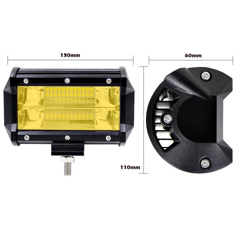 Fatherday-auto accessoirs 2x 5inch Flood LED Light Bar Offroad Boat Work Driving Fog Lamp Truck Yellow