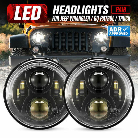 2x 7inch LED Headlight Insert Hi/Lo Sealed Beam ADR Approved Jeep Patrol GQ