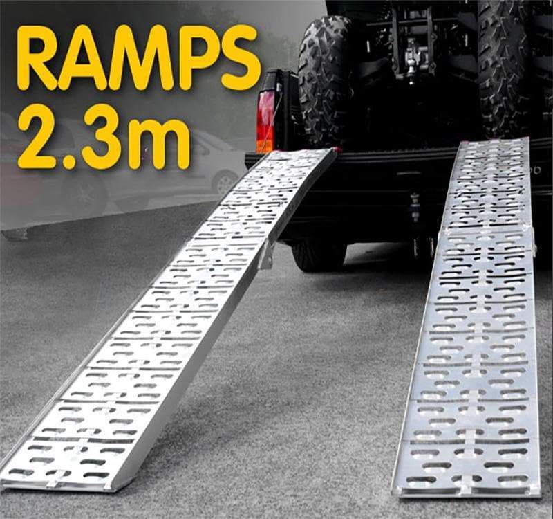 2X ALUMINIUM FOLDING LOADING RAMPS ATV Motorbike