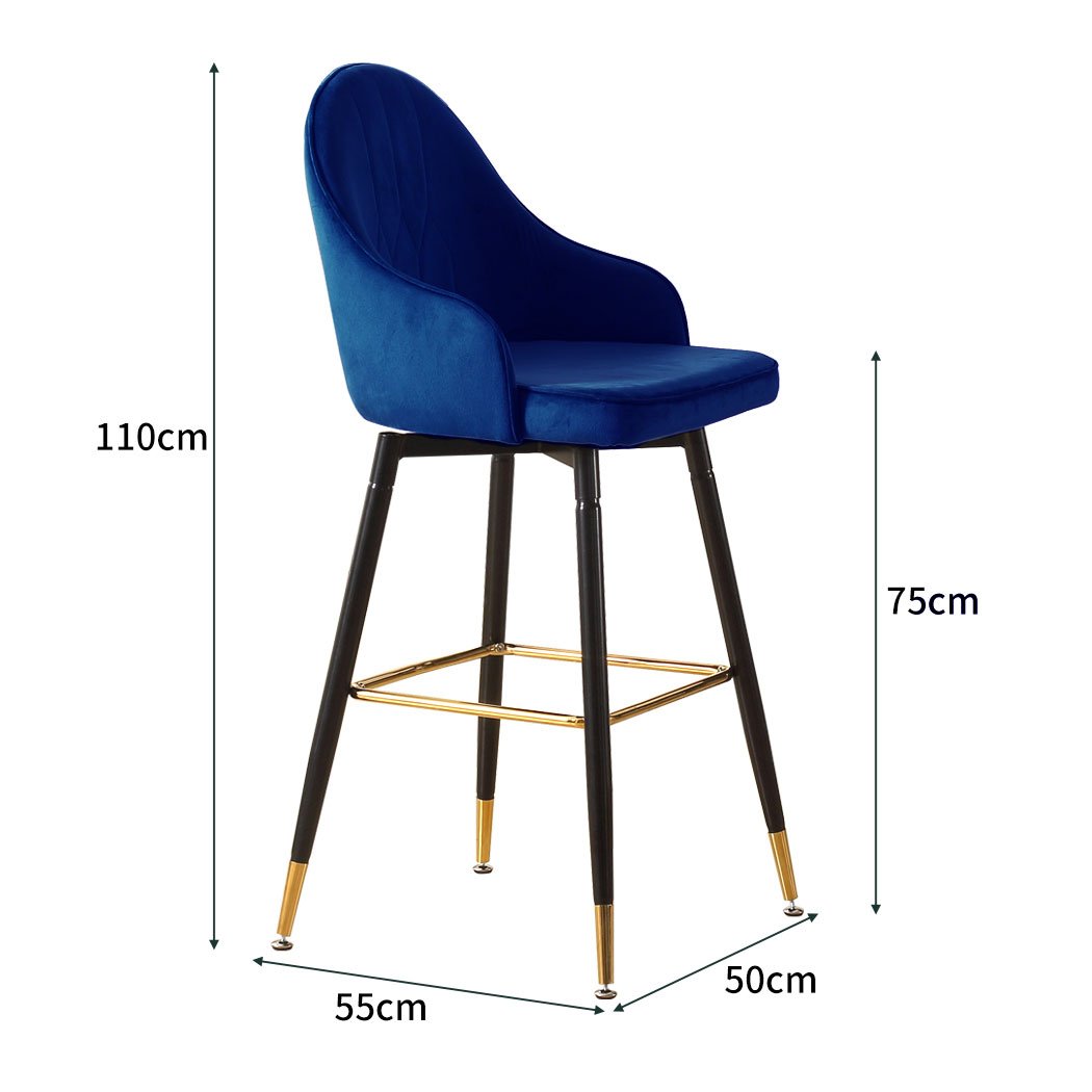 Fatherday-furniture 2x bar stools stool kitchen chairs blue