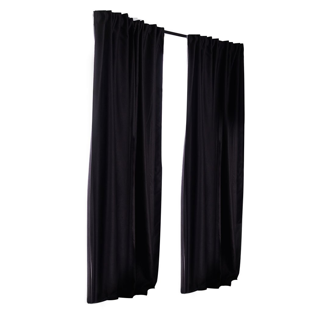 living room 2X Blockout Curtains 132cm x 213cm- Black