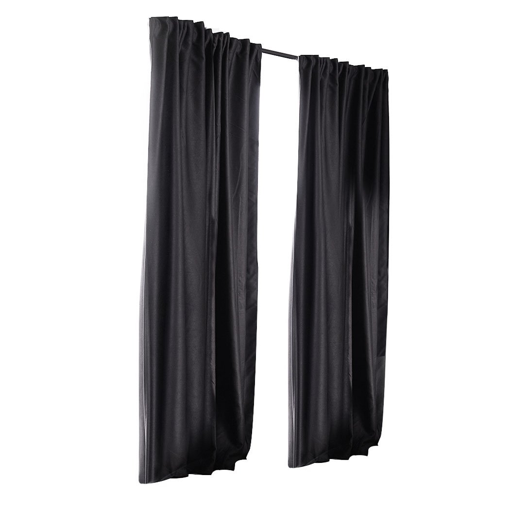 living room 2X Blockout Curtains 132cm x 213cm- Dark Grey