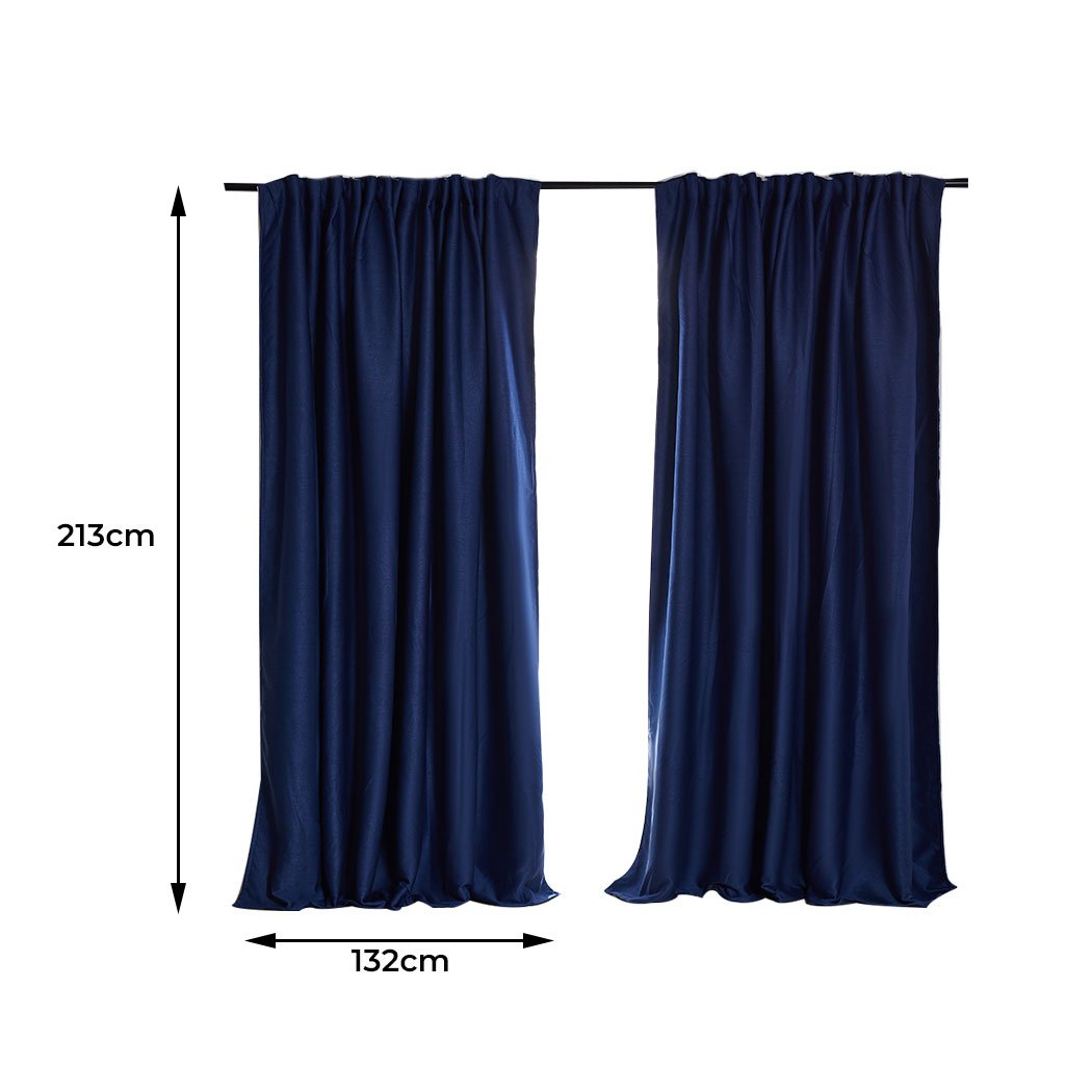 living room 2X Blockout Curtains 132cm x 213cm- Navy