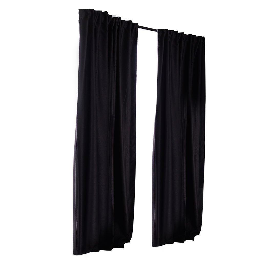 living room 2X Blockout Curtains 180cm x 230cm- Black