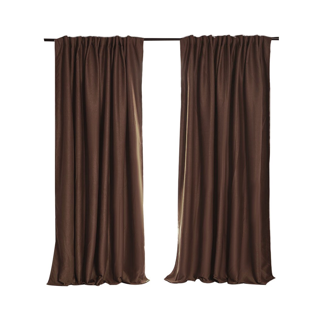 living room 2X Blockout Curtains 180cm x 230cm- Stone